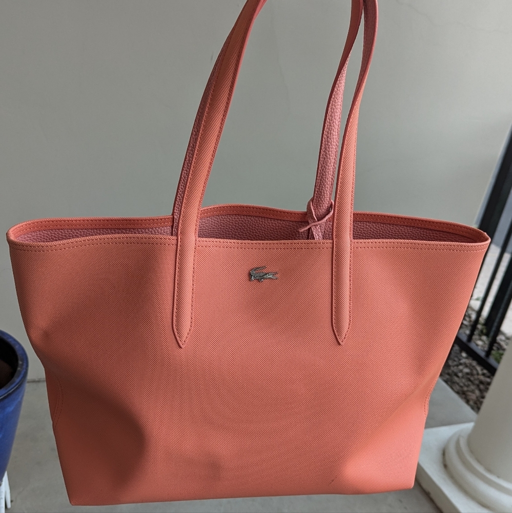Lacoste Anna Reversible Coral Tote & Pouch - Picture 3 of 6